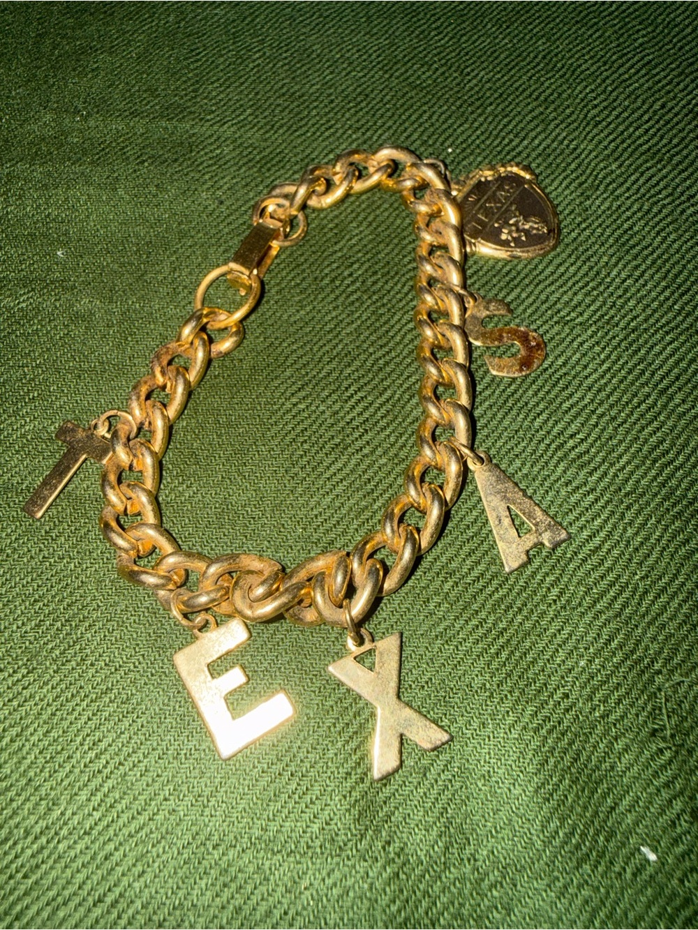 Gold-Tone Charm Bracelet with Letter & Heart Charms